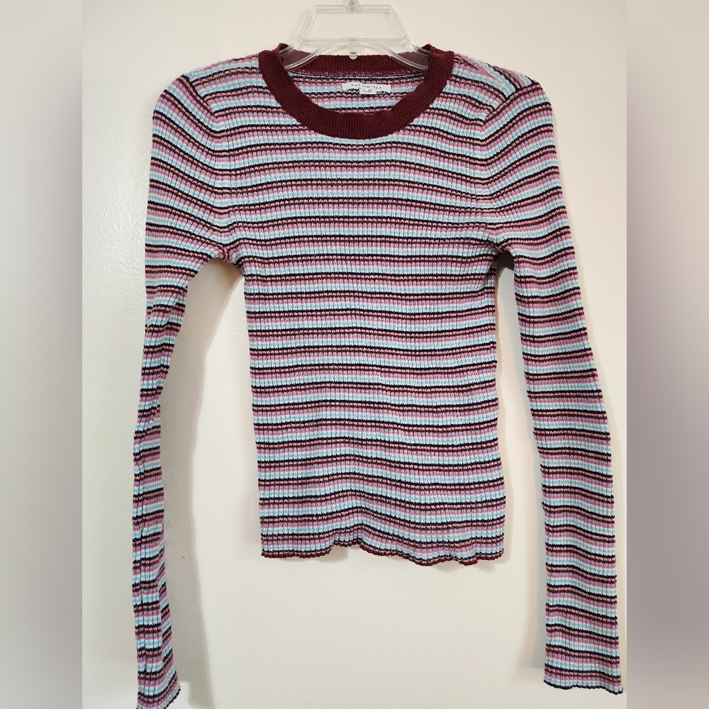 Striped Ribbed Long Sleeve Top